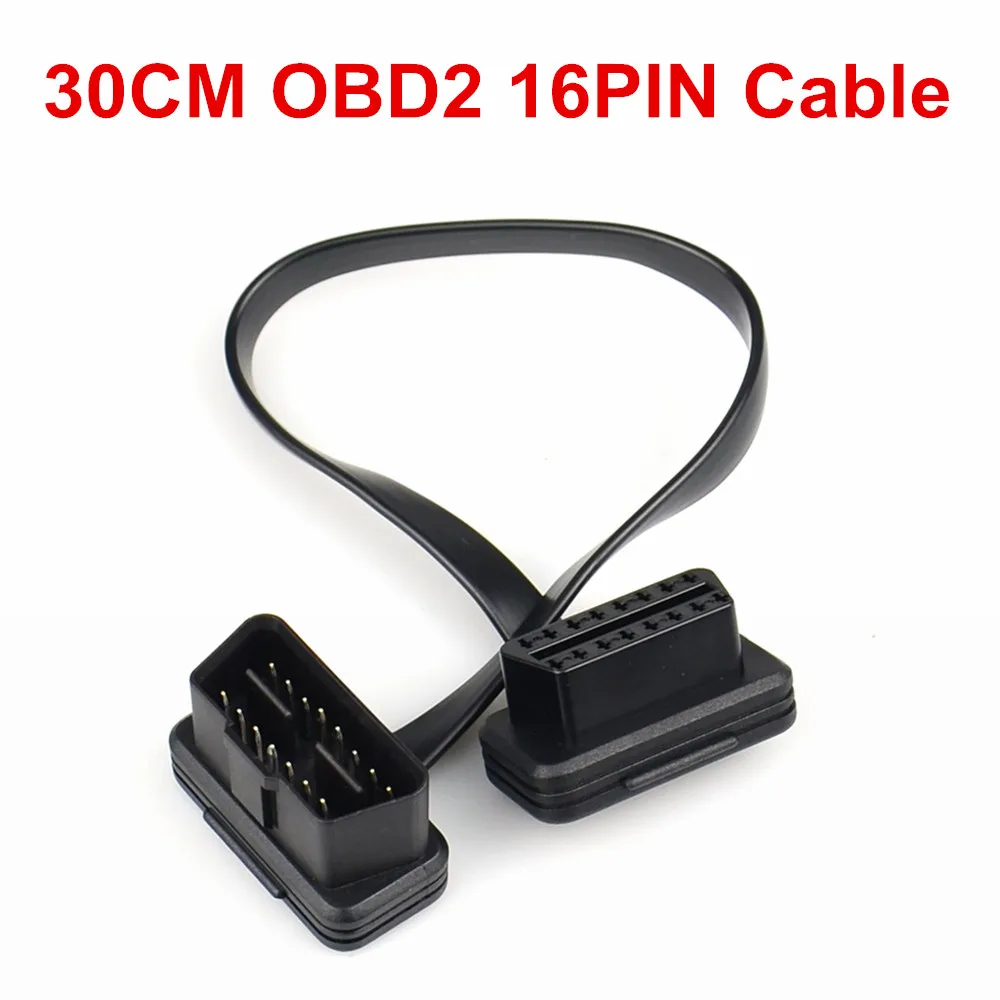 auto inspection equipment Dual Female Y Splitter Elbow 16Pin OBD 2 Extender ODB OBD2 Cable 16 Pin Male To Female Flat Noodle OBD2 Extension Cable car inspection equipment for sale Code Readers & Scanning Tools