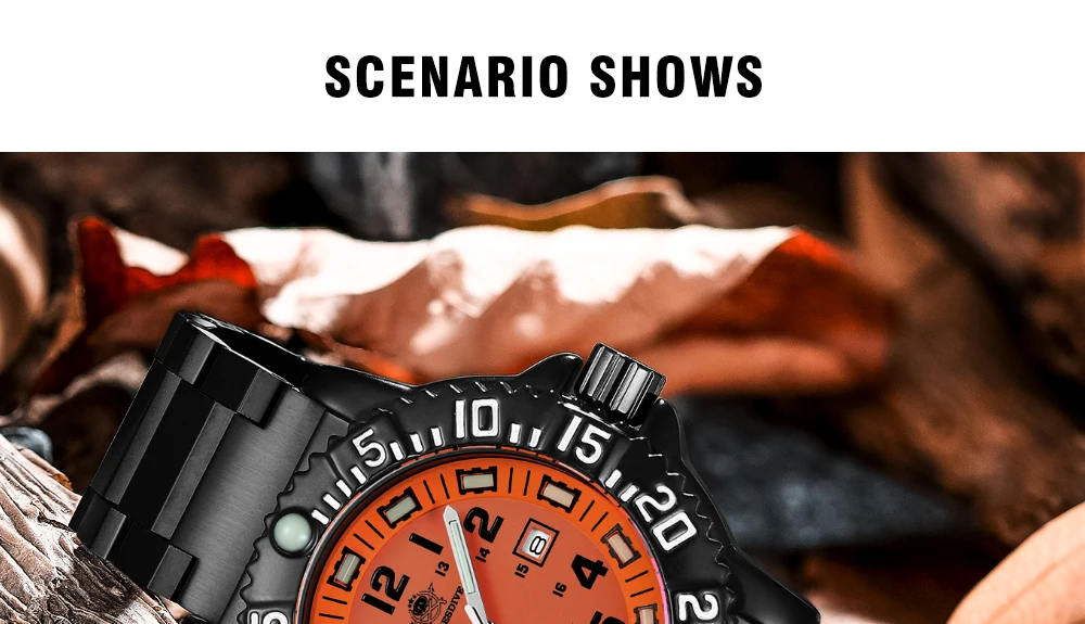 Addies Men Military Outdoor gear Watch 50m Waterproof Luminous Wristwatch relogios masculino Sport stainless steel Men's watches