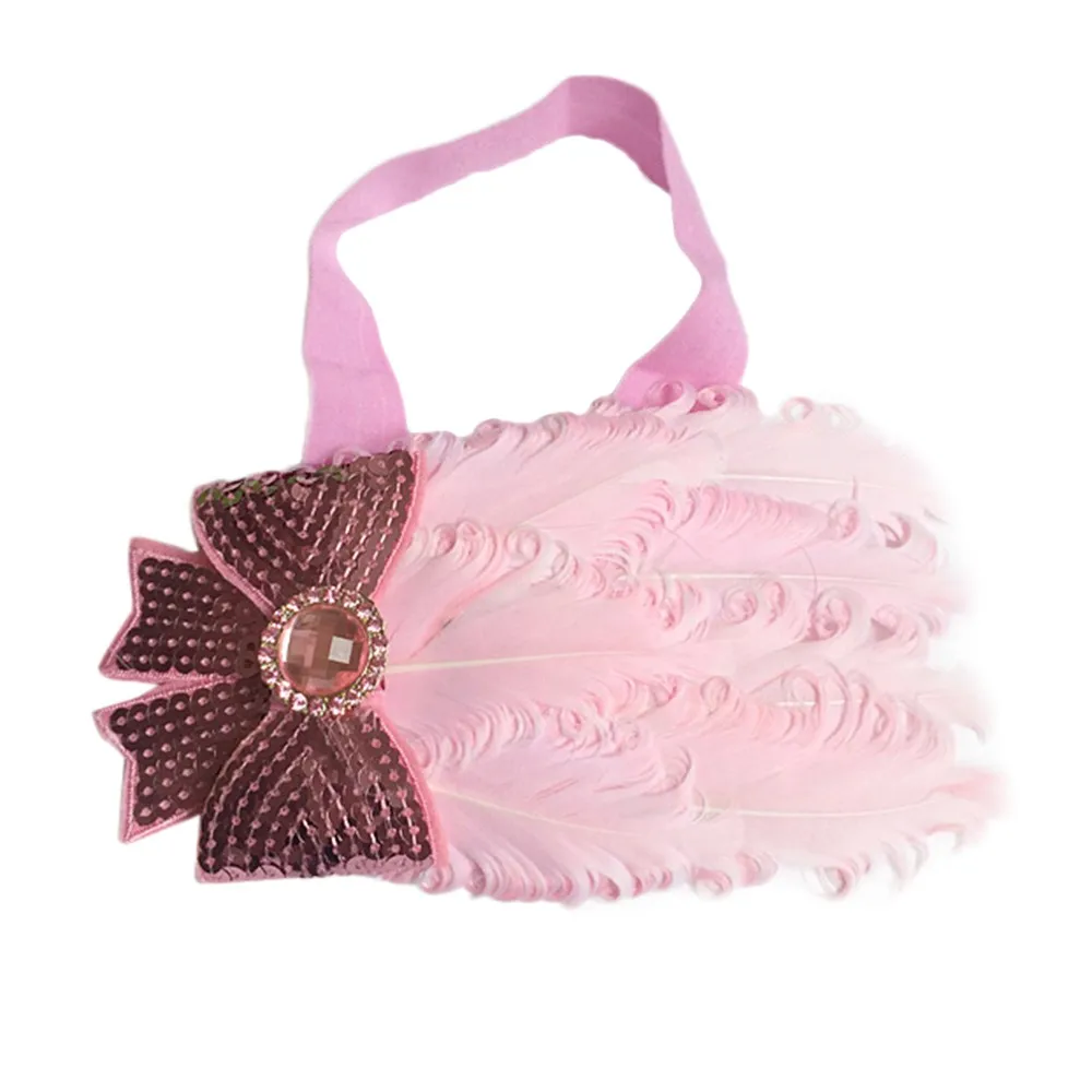 Baby Girls Newborn Headwear Baby flower bow feather headband feather baby headband girl hairbands bow hair Headbands