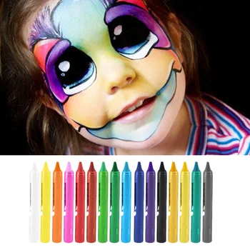 

16 Colors Halloween Face Paint Body Crayons for Clown Drama Masquerade Party Carnivals Makeup Facepainting Kit Set Supplies