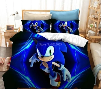 

Sonic The Hedgehog 3D Bedding Set Print Duvet Cover Set with Pillowcase Home Textile Kids Comforter Cover Set for Bedroom Decor