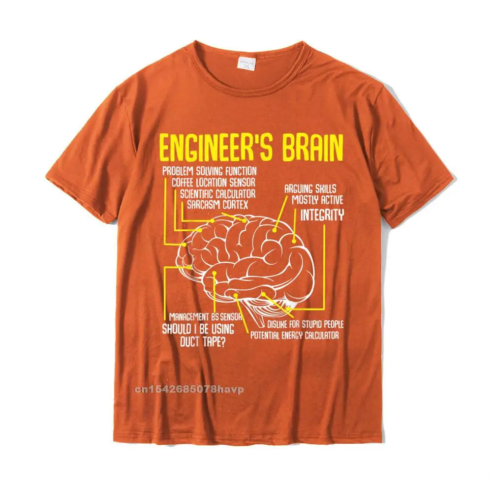 Casual 100% Cotton Top T-shirts for Men Short Sleeve Casual Tops T Shirt New Design Summer/Autumn O-Neck Tee-Shirt Casual Engineers Brain Funny Engineering Games Process Funny T-Shirt__2675. orange