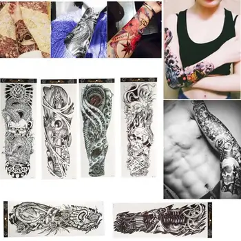 

Wholesale 3Types Women Men Temporary Tattoo Transfer Fake Full Arm Neck Body Art Sticker Tattoo Art Transfer Sticker Decal