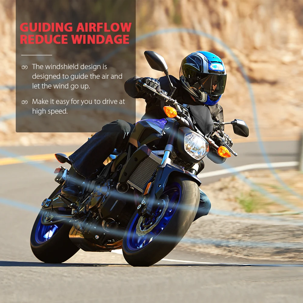 Ветровое стекло KEMiMOTO для YAMAHA MT07 MT 07 ветровое FZ07 2014 2015 2016 2017 ветровые дефлекторы