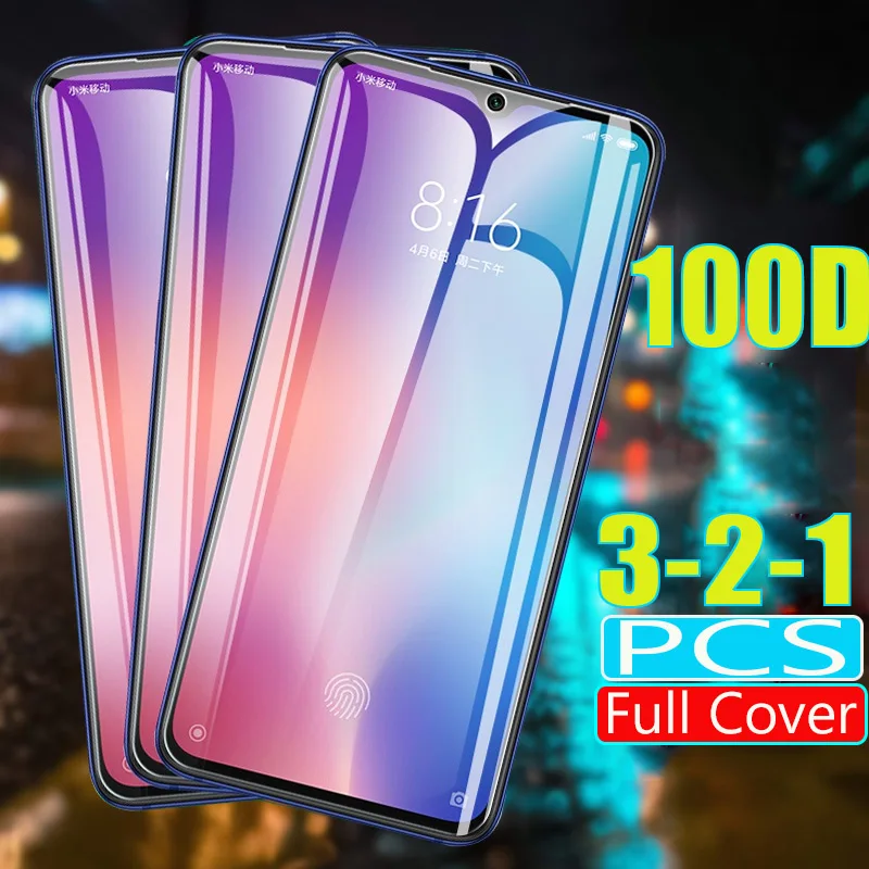 Защитное закаленное стекло для Xiaomi Mi 9 8 SE CC9e 9T Pro A1 A2 A3 Lite 100D 3 шт.|Защитные стёкла и
