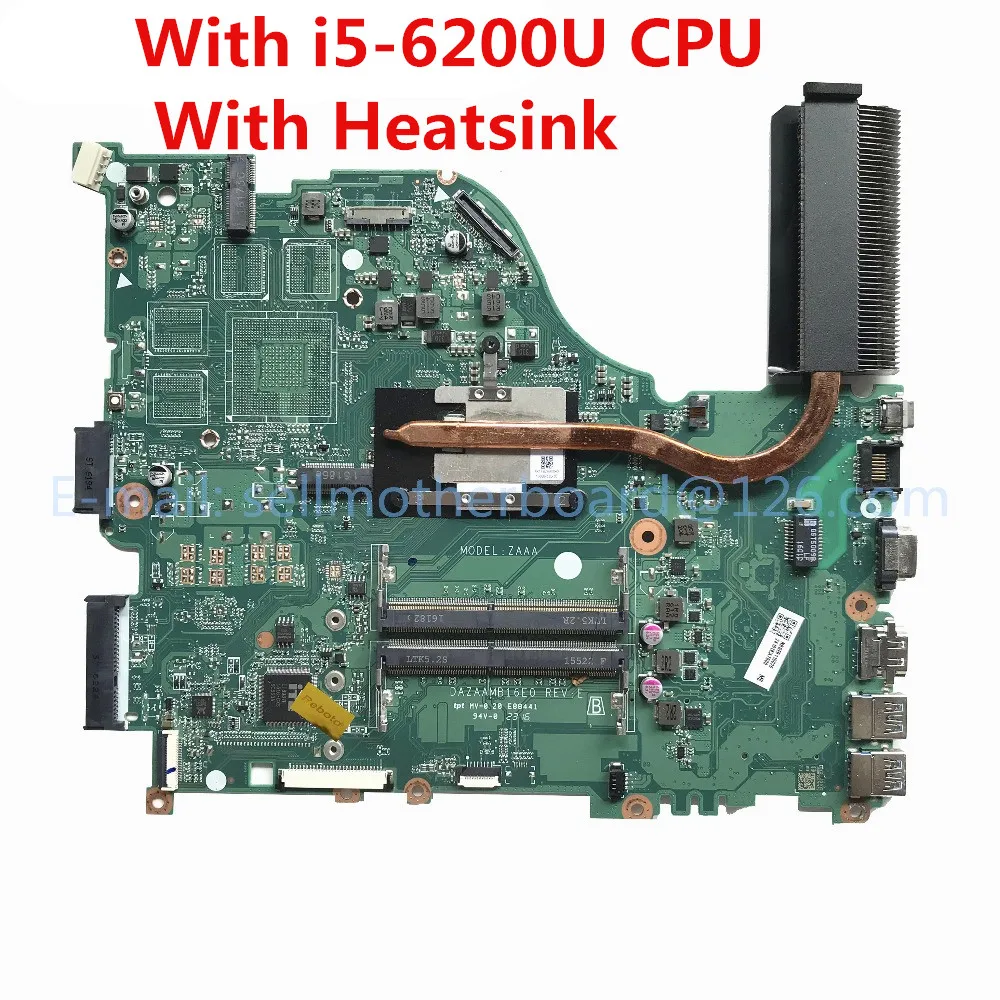 Материнская плата для ноутбука Acer Aspire E5 575 системная с фонариком и радиатором