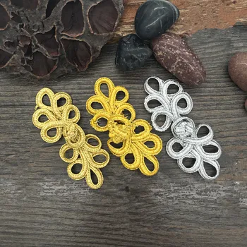 

1pair -5Pairs Golden Silver Cheongsam Button Five Chinese Knot Buttons Fastener DIY Cheongsam Belt Clothing sewing Accessories