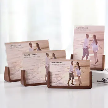 

Acrylic Wooden Photo Frame Log Desktop Picture Frames Modern Simple Creative Home Decor Wood Photo Frame Natural Maple Walnut