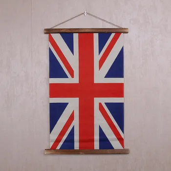 

Large Retro British Flag Linen Cloth Painting Scrolls Poster Mural Paintings Banners Hanging Art Office Loft Ornament Wall
