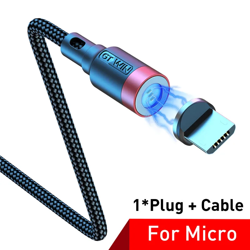GTWIN 3M Магнитный кабель быстрой зарядки Micro Тип usb C для iPhone 11 samsung S9 магнит Зарядное устройство для передачи данных Зарядное устройство с функцией быстрой зарядки - Цвет: Red Micro Cable