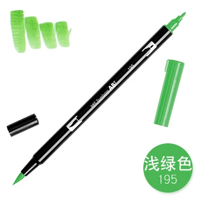 1 шт. TOMBOW AB-T Япония 96 цветов художественная кисть Ручка Двойные головки маркер Профессиональный водный маркер ручка живопись Kawaii канцелярские принадлежности - Цвет: 195