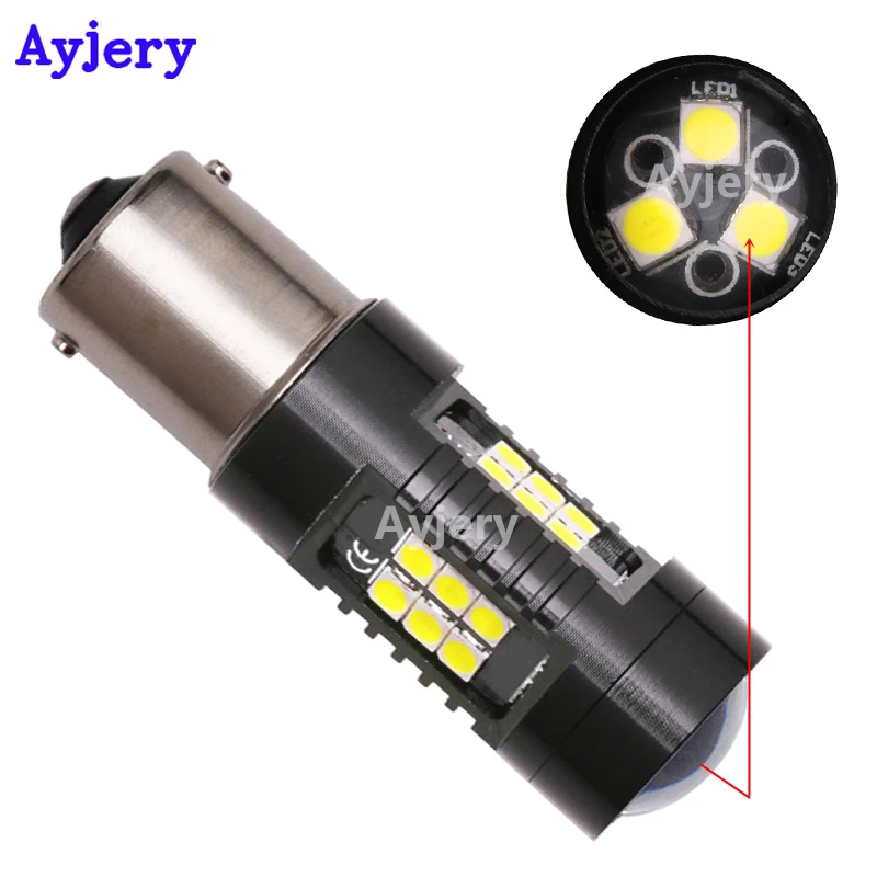 

AYJERY 2pcs 1156 BA15S 3030 21 LED 1157 BAY15D 21 Smd Canbus Error Turn Signal Parking Light Bulb DC 12V 24V White Red Yellow