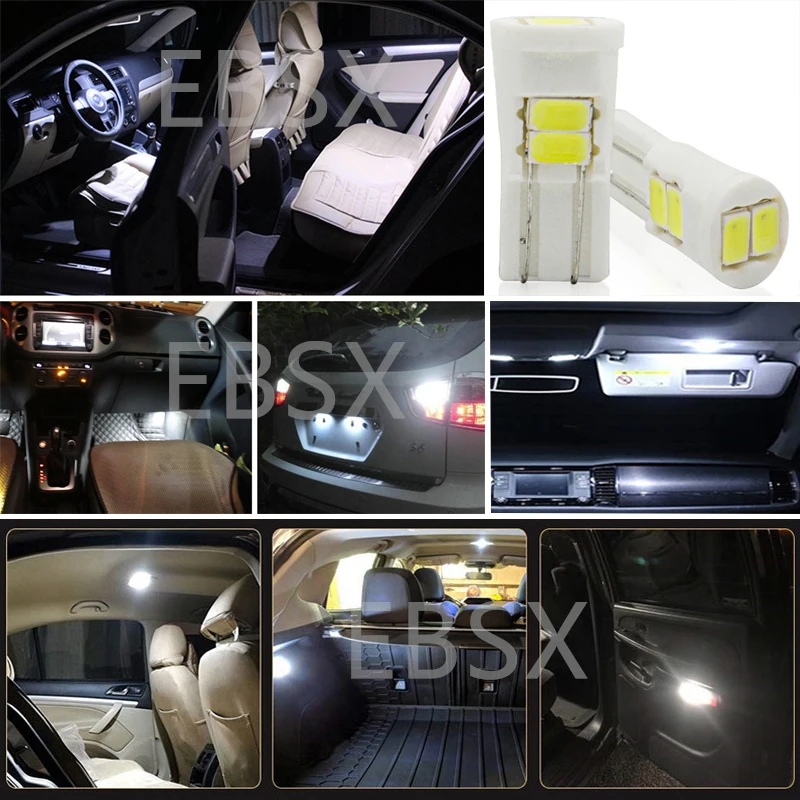 EBSX 100 шт. T10 Керамика светодиодный W5W 6 SMD 5630 6SMD 5730 светодиодный 194 168 автомобильных номерных знаков Интерьер светильник лампы белого цвета
