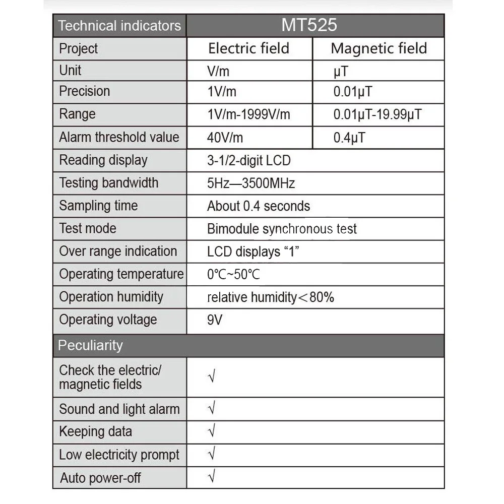 

Double Electromagnetic Radiation Tester Measurement Locking LCD Large Screen