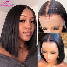 

Straight Short Bob wig Natural Human Hair Wigs Brazilian Lace Closure Wig 13x1 T Part Wigs Transparent Lace Wigs For Black Women