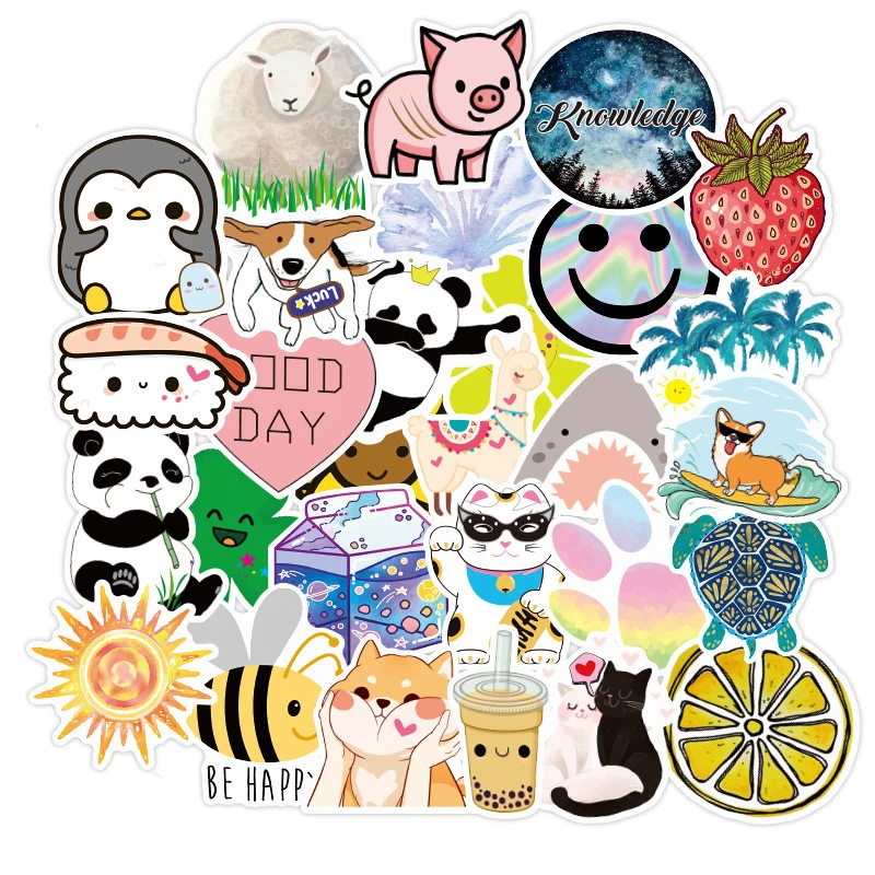 

10/30/50PCS Cute Cartoon Small Fresh Waterproof Luggage Car Notebook Scooter Water Cup Sticker Wholesale