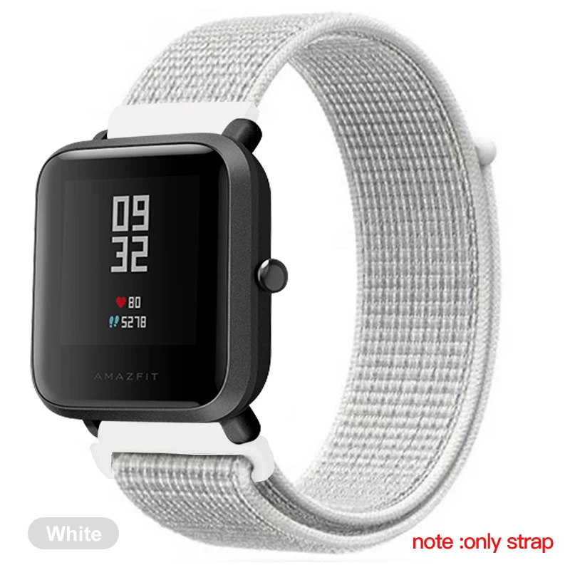 White BAPICK 20/22 мм нейлон Спортивный ремешок для Xiaomi Amazfit Bip Gts Gtr Ремешок Браслет Для Xiaomi Huami Amazfit темп Stratos Gtr 42 47 мм ремешок - Цвет: White