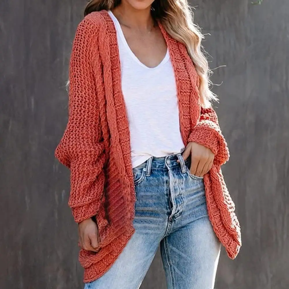 2021 Sweater Women Winter Long Sleeve Open Front Pockets Warm Cardigan Twist Knitted Casual Coat Outwear Women's Clothing 1
