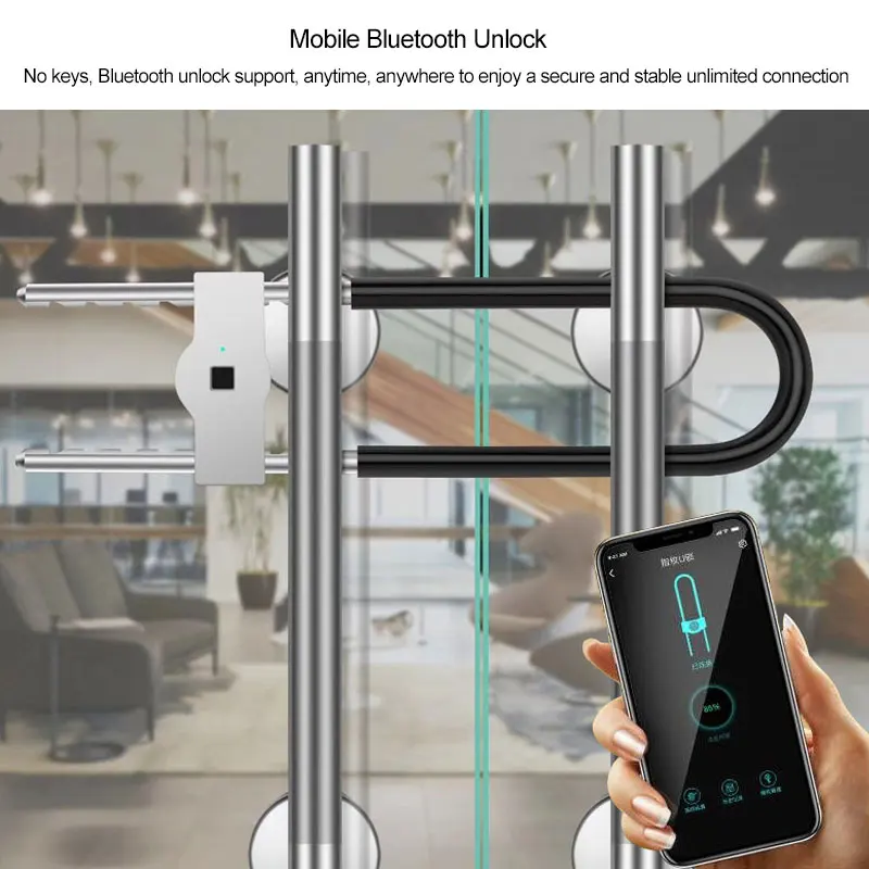 

For Bicycle Unlock Glass Door U-shaped Lock Waterproof Fingerprint Smart With Quick Office Padlock Intelligent Door