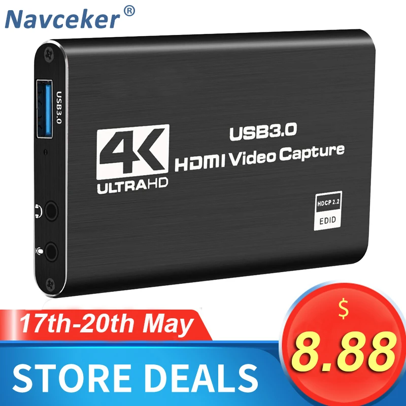 Video Card Capture HDMI Video Capture Card Device PC PS4 Game Live Streaming 4K 1080P HD VHS Board USB 3.0 Grabber Recorder Box