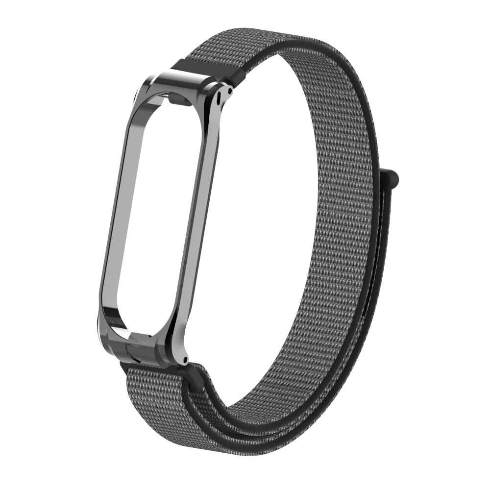 Miband 3 4 нейлоновый Браслет Для Xiaomi Mi Band 3 4 ремешок на запястье Смарт-часы - Цвет: 4 Gray Black