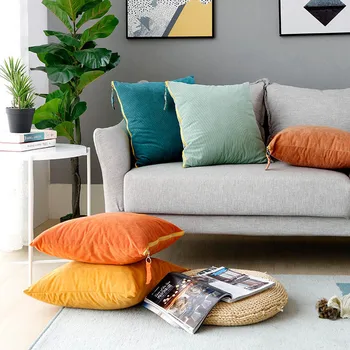 

16 colors unique solid thicken home decorative soft cushion cover sofa chair car office nap pillow cover yellow orange gray brow