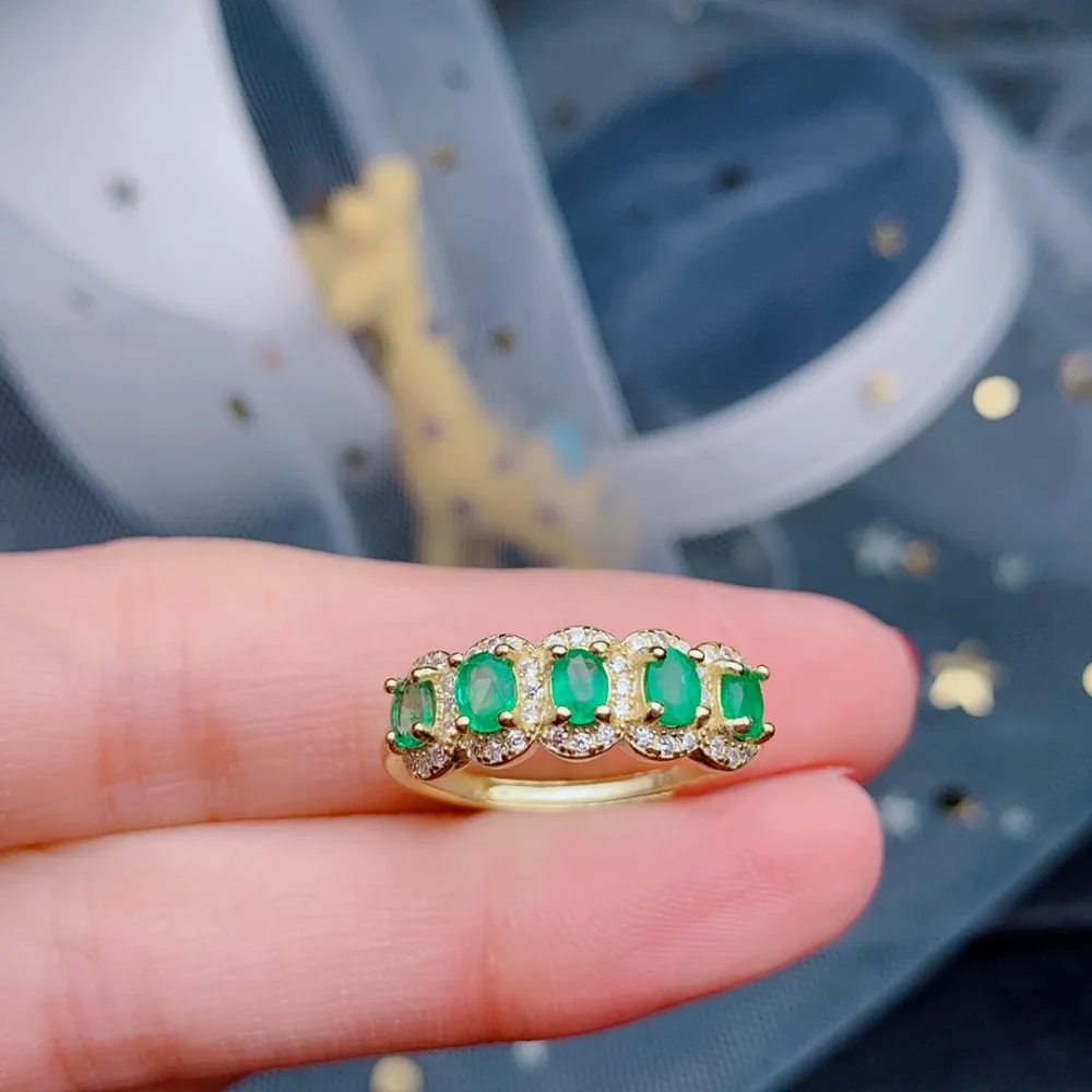 SHILOVEM 925 sterling silver Natural Emerald rings classic fine Jewelry women wedding plant wholesale new 3*4mm dj0304928agml