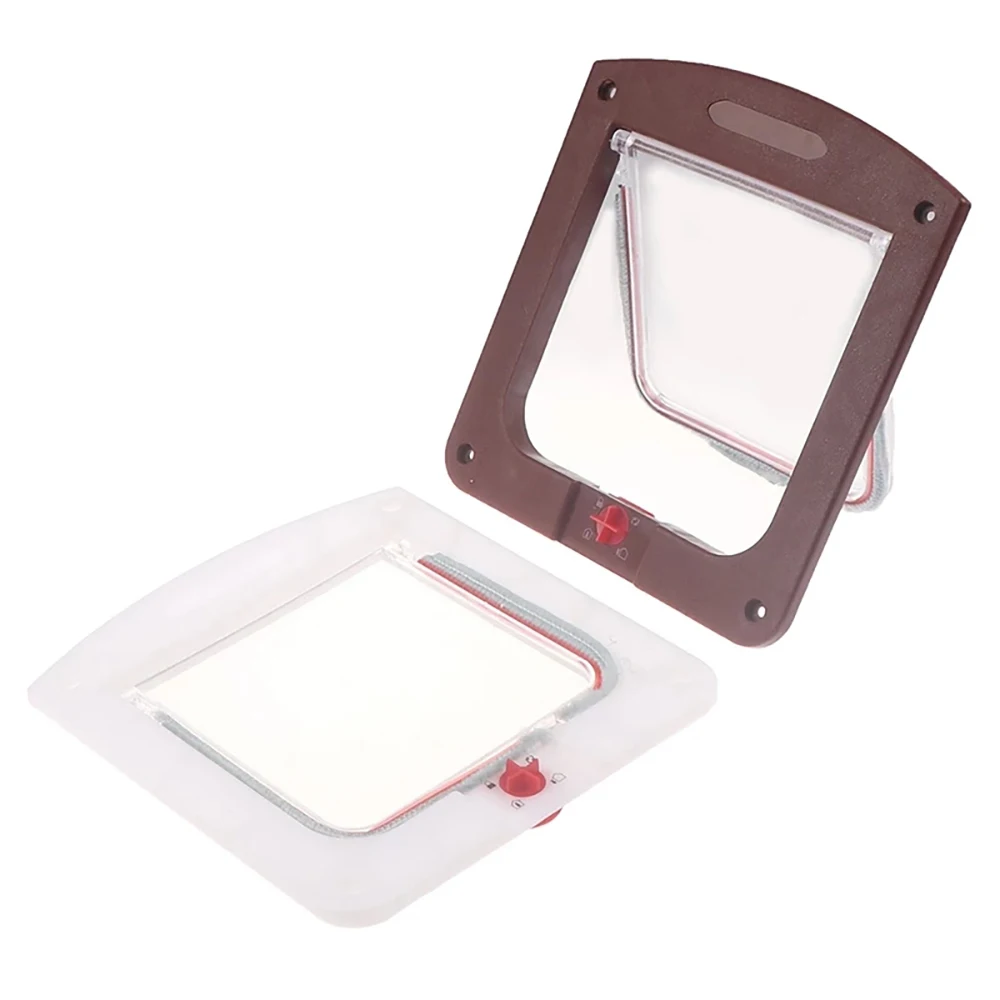 Lockable Dog Cat Kitten Door Security Flap Door Plastic Animal Small Pet Cat Dog Gate Pet Supplies