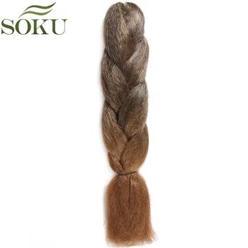 

Ombre Braiding Brown Hair Extensions Jumbo Braids Synthetic Crochet Braid Soku Pure Color Long Braiding For Women 1strands/pack