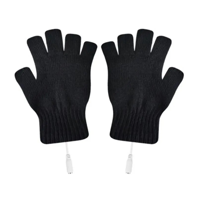 Мужские и женские перчатки с USB питанием без пальцев с подогревом моющиеся вязаные в полоску компьютерные рукавицы-трансформер зимние уличные грелки для рук
