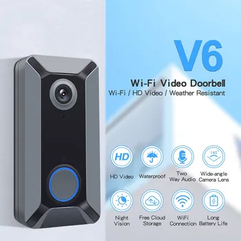 

Smart WiFi Video Doorbell Camera v6 Visual Intercom with cloud storage Night vision IP Door Bell Wireless Home Security Camera