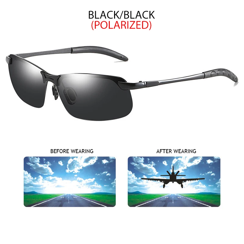 FUQIAN, фотохромные солнцезащитные очки для мужчин, Ретро стиль, металл, поляризационные солнцезащитные очки для мужчин, меняющие цвет и ночное видение, солнцезащитные очки для вождения - Цвет линз: Black Black