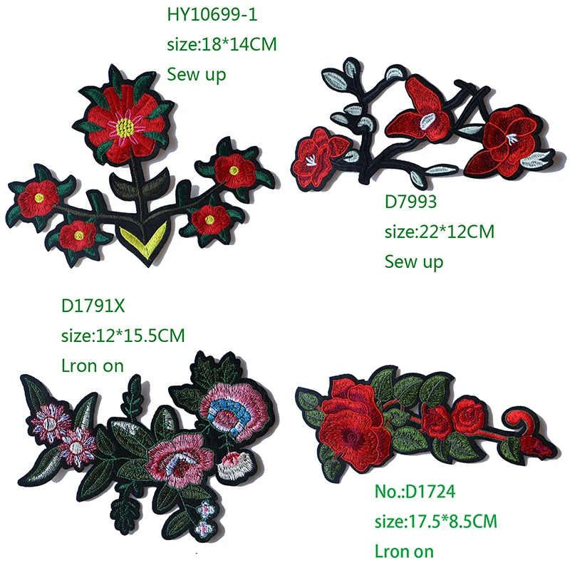 

1PCS Rose Bud Plum blossom Embroidered Iron on Patches for Clothing DIY Stripes Clothes Patchwork Sticker Custom Flowers Badges