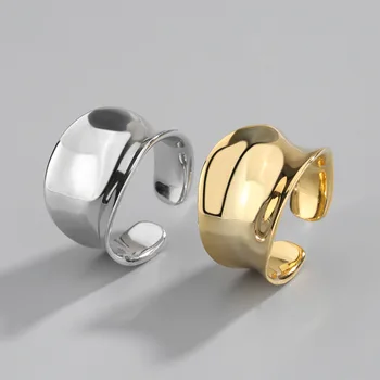 

New Jewelry 925 Sterling Silver Ring Personality Hipster Jewelry Fashion Ins Wind Irregular Light Version Wide Ring