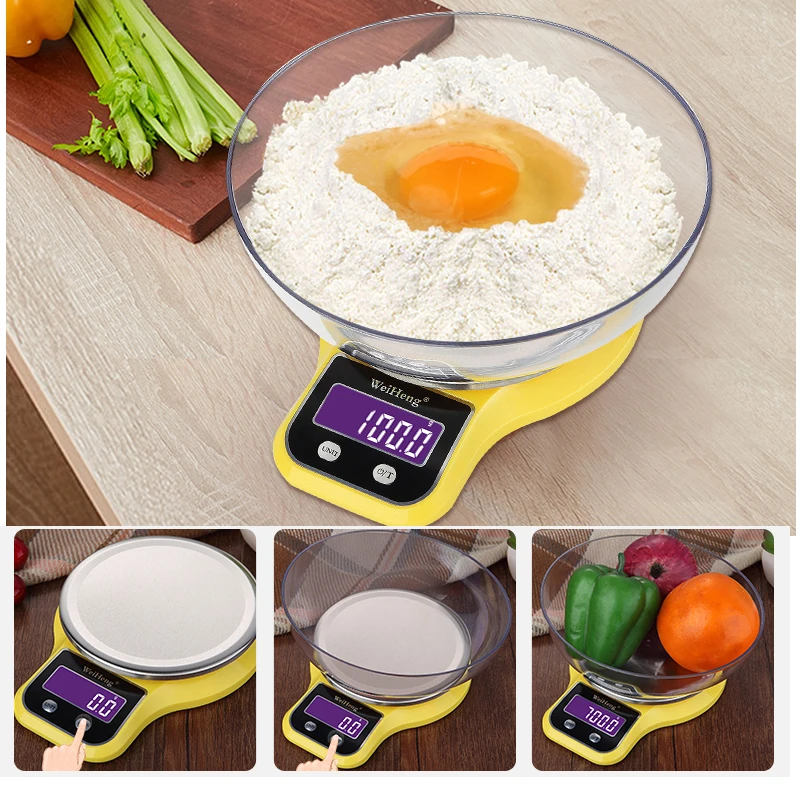 Digital Kitchen Scale 5kg/1g 3kg/0.1g LCD Food Electronic Scales 3 Kinds of Precision Multifunction Weighing Scale With Bowl|Weighing Scales| - AliExpress