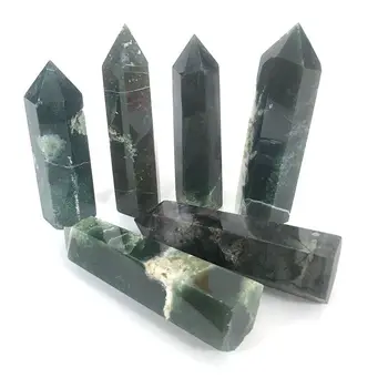 

Natural water grass agate stone crystal six - prism table - top feng shui ornaments to strengthen the cause of transport