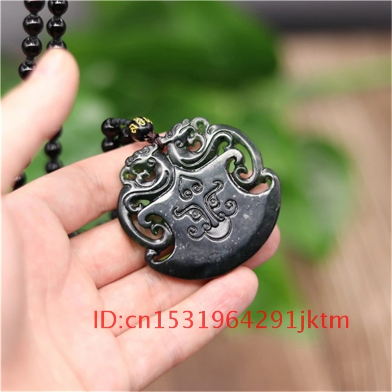 Амулет Дракон ювелирное ожерелье зеленый полый Двухсторонний черный подарок