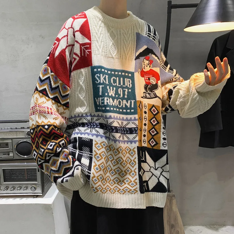 ZAZOMDE 2020 Рождественский свитер джемпер Мужская корейский Свободный вязаный свитер размера плюс одежда больших размеров Топ пары повседневные пуловеры|Джемперы | | АлиЭкспресс