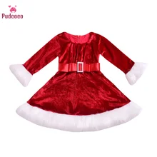 Pudcoco/рождественское платье; красное платье для новорожденных девочек; Бархатные плюшевые рождественские вечерние платья принцессы; бальное платье для девочек; Платья для новорожденных