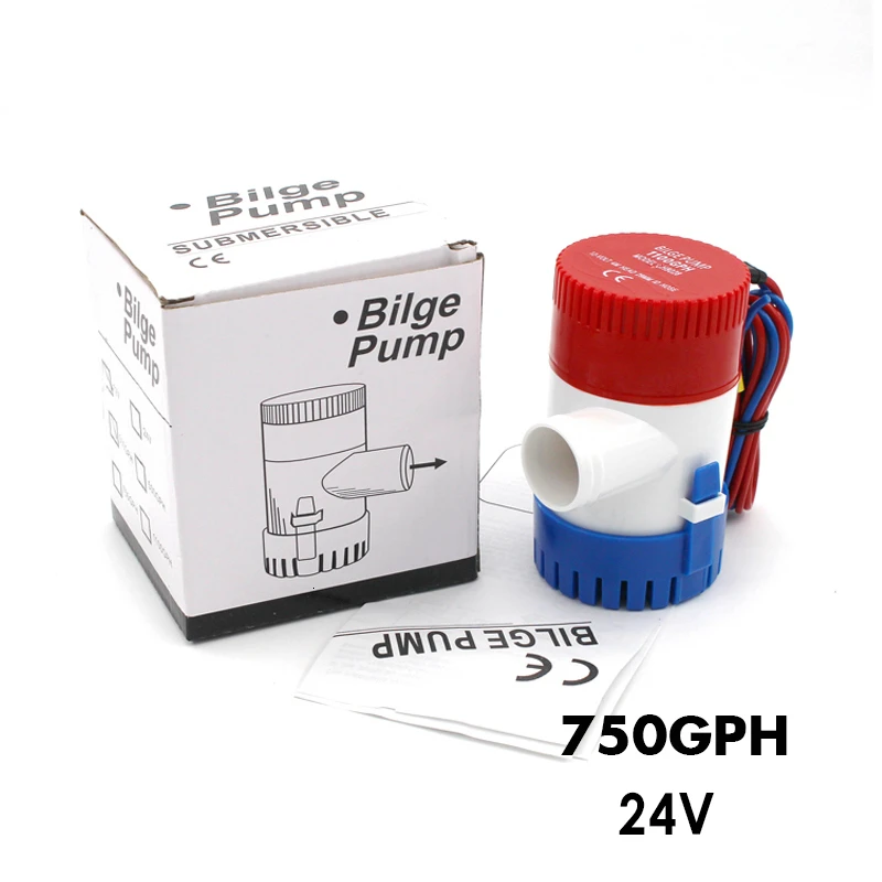 750GPH 24V Трюмный насос 350 500 750 1100GPH DC 12 В 24 В Электрический водяной насос с высоким потоком погружной гидросамолет моторный дом плавучие лодки - Напряжение: 750GPH 24V