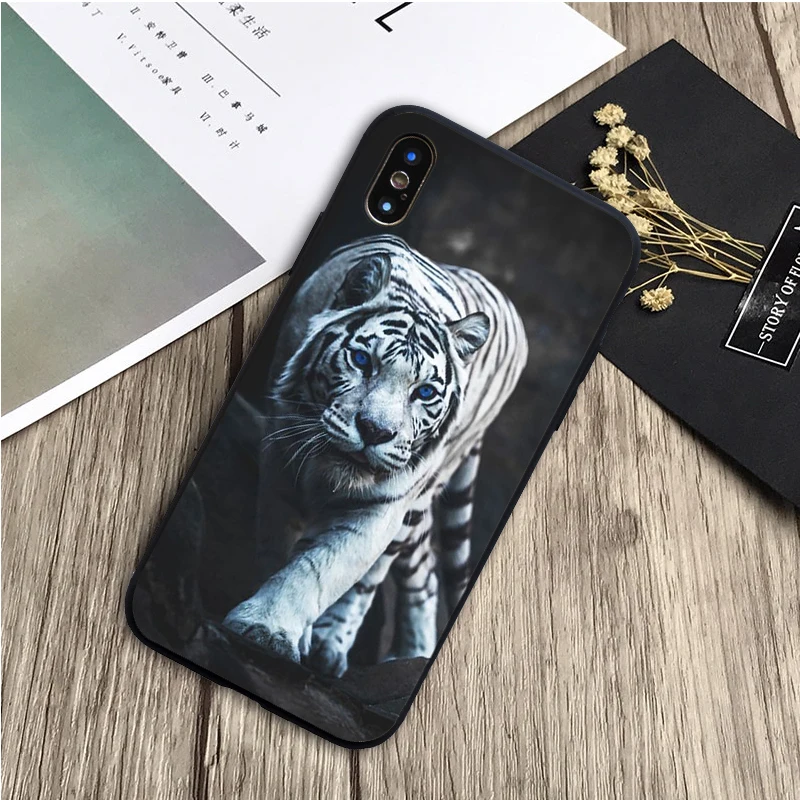 white tiger black Silicone Phone Case For iPhone 13 12 XR XS Max 5 5S SE 2020 6 6S 7 8 PLUS X 11Pro Max 11 Cover iphone se wallet case