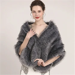 Bealegantom 2021 luxury High Quality White Winter Warm Wedding Wraps Bridal Cape Fur Jacket Bridal Party Wedding In Stock QA1662