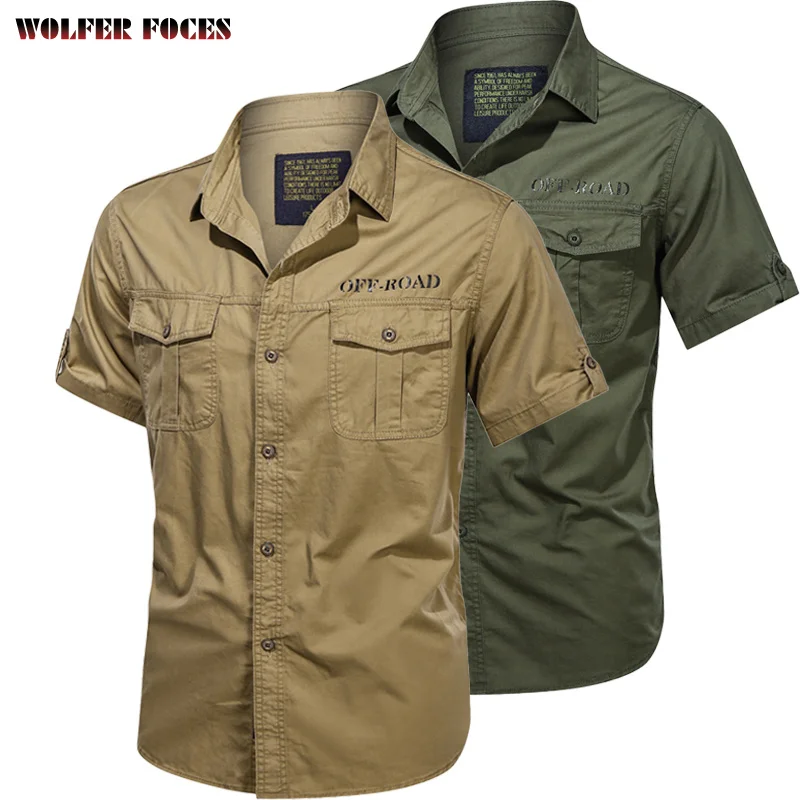 Рубашка из чистого хлопка с коротким рукавом Мужская Летняя Повседневная модная