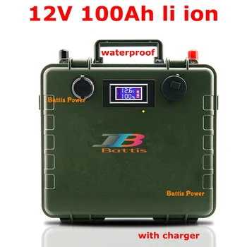 

waterproof usb sports 12V 100AH lithium ion battery li ion for inverter wireless communication equipment Solar +10A Charger