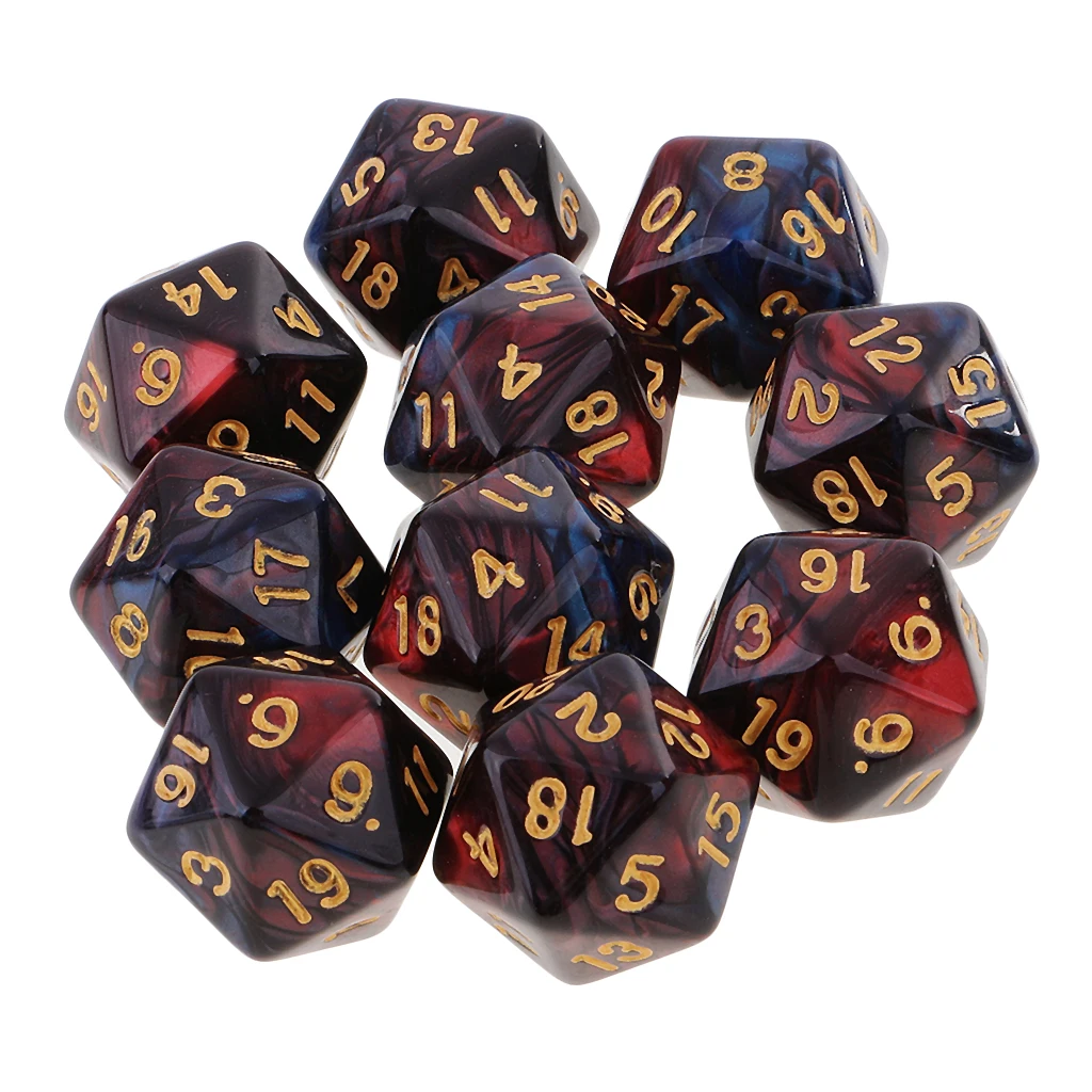 20 Sided D20 Dices Double Colors Dice for Playing Dungeons and Dragons D&D RPG Board Game Favours and Math Teaching, Pack of 10