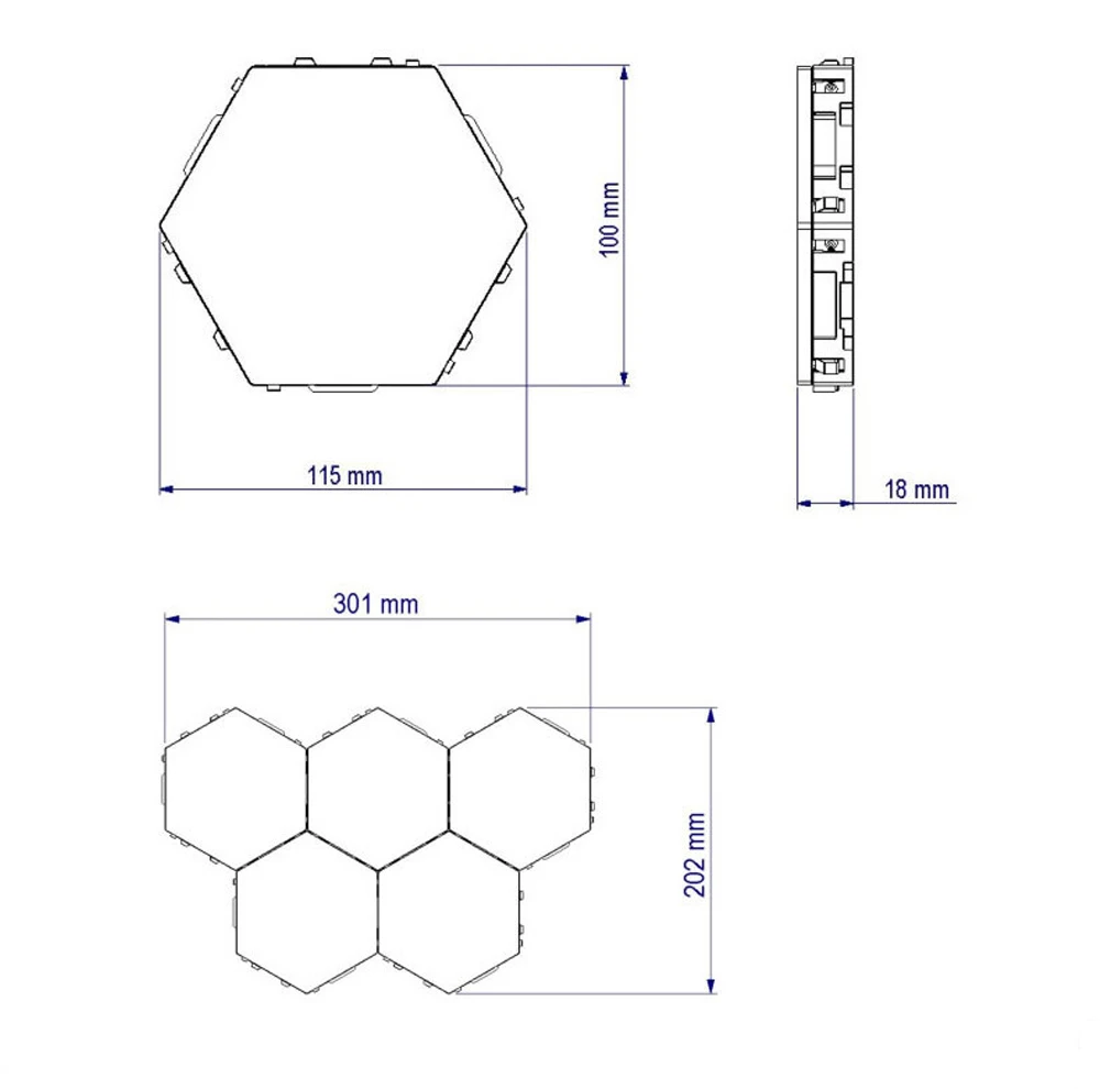Hexagon LED Lighting Wall Lamp Touch Swith Splicable DIY Night Light Smart Home Bedroom Lamp for Living Room Gaming Room 5
