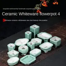 

Chinese Style Purple Sand Flower Pot Desktop Ceramic Bonsai Pot Personality Simple Green Succulent Flower Pot With Hole LB551