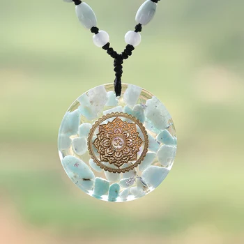 

Orgonite Pendant Energy Amazonite Reiki Necklace Yoga Healing Jewelry For Woman Adjustable Necklace