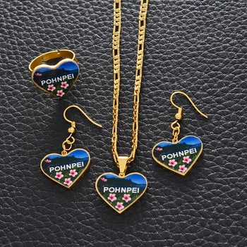 

Anniyo Pohnpei Jewelry Sets Flags Heart Necklaces Earrings Rings Hawaiian,Guam,Chuuk Pohnpei Jewellery