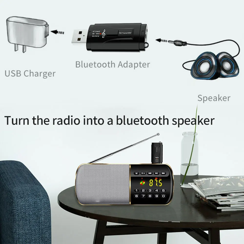 Vehemo 3,5 мм AUX USB Bluetooth 5,0 передатчик приемник наушники громкой связи колонки fm-передатчик радио